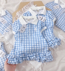VÁY KẺ VÀ ÁO KẺ XANH BÉ TRAI BÉ GÁI (SALE 59k)
