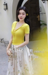 SET ÁO VÀNG CHÂN VÁY DÀI HOA NỮ