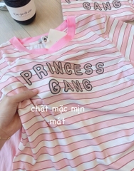 SET BỘ ÁO HỒNG KẺ PRINCESS GANG NỮ SẴN