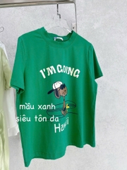 ÁO COTTON XANH HAWAI I AM GOING NỮ