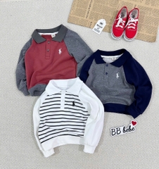 SET 3 ÁO NGỰA DÁNG BOM CỔ TRỤ DÀI TAY BÉ TRAI SẴN