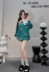 ÁO LEN NOEL XANH ĐỎ NỮ THU ĐÔNG SẴN