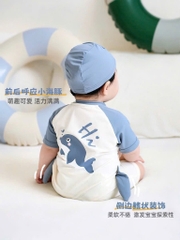 ĐỒ BƠI - BỘ BƠI KÈM MŨ BABY SHARK BÉ TRAI