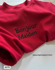 ÁO ZIP ĐỎ ĐÔ THÊU BONJOUR NỮ