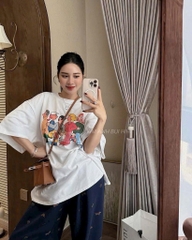 SET ÁO PHÔNG TRẮNG QUẦN XANH THAN BO GẤU NỮ (2x)