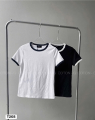 SET 2 ÁO ZIP VIỀN TRẮNG ĐEN NỮ SẴN