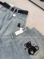 QUẦN JEAN NỮ SUÔNG IN GẤU L.V SẴN (SALE 90k)