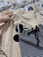 SÉT BỘ CỘC ÁO PHÔNG MICKEY QUẦN KẺ NỮ