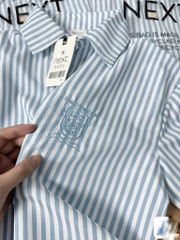 ÁO SƠ MI KẺ XANH CỘC TAY THÊU LOGO NỮ (KH ĐẶT SLL)