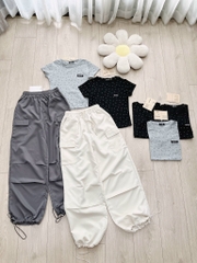 SET BỘ NỮ QUẦN TÚI HỘP DÚT GẤU MIXX ÁO CHẤM BI MIU MIU