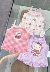 SET 3 BỘ ÁO 2 DÂY HELLO KITTY TÍM KẺ HỒNG BE BÉ GÁI SẴN(XẢ 85k)