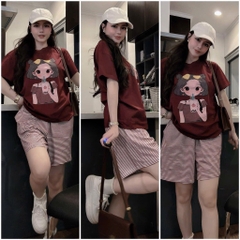 SET ÁO PHÔNG ĐỎ CÔ GÁI QUẦN ĐÙI KẺ NỮ SẴN