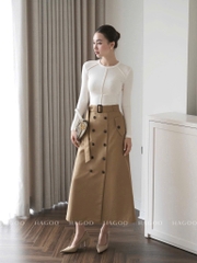 SET CHÂN VÁY MIDI ĐAI ÁO CT THIẾT KẾ NỮ SẴN(Xả 99k)