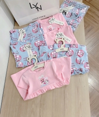 SET 2 VÁY BABYTHREE HỒNG XANH BÉ GÁI