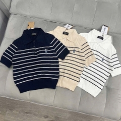 ÁO LEN KẺ THÊU GẤU CỘC TAY NỮ SẴN (SALE 95k)