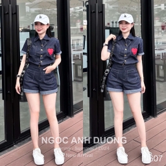 SET JEANS GIẤY JUM THÊU TIM TAY GẤU LV SẴN