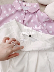 SET CHẤM BI HỒNG CỔ SEN NHỎ MIXX SHORT KAKI SẴN