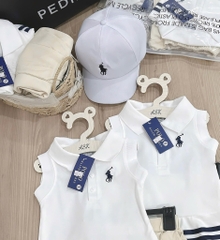 SET POLO THÊU NGỰA KÈM MŨ BÉ GÁI( xả 59k)