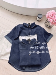 SET ÁO DENIM PHỐI SHORT TRẮNG NỮ