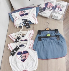 SET ÁO TAY CÁNH TIÊN CV JEAN BÉ GÁI SẴN(Xả 69k)