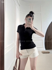 ÁO POLO ĐEN BASIC CỘC NỮ