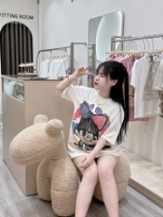 ÁO PHÔNG COTTON TÀU IN HÌNH CÔ GÁI NỮ