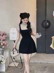 VÁY PHỐI XẾP LI CỔ TAY BỒNG NỮ SẴN( SALE 144k )