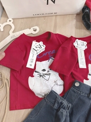 SET ÁO PHÔNG ĐỎ MÈO QUẦN BÒ BÉ GÁI (xả 65k)