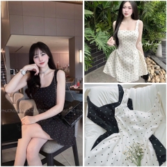 VÁY HAI DÂY CHẤM BI NỮ SẴN(SALE 115k)