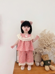 SET KẺ PHỐI REN ĐÍNH NƠ BÉ GÁI