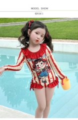 ĐỒ BƠI - JUM BƠI DÀI TAY KẺ ĐỎ BÉ GÁI