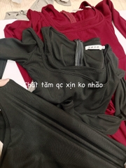VÁY LEN MIDI CỔ VUÔNG ĐAN(xả 128k)