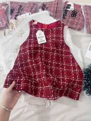 VÁY DẠ ĐỎ TAI THỎ BÉ GÁI SẴN