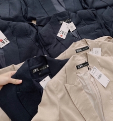 ÁO BLAZER LI-EN ÉP MÙNG PHỐI TAY KẺ 2 LỚP NỮ THU ĐÔNG SẴN