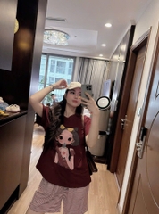 SET ÁO PHÔNG ĐỎ CÔ GÁI QUẦN ĐÙI KẺ NỮ SẴN