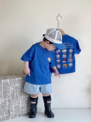SET 2 ÁO PHÔNG COTTON TRẮNG XANH BÉ TRAI SẴN