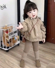 SET BỘ DÀI NÂU ÁO GIÓ MIX QUẦN LEGGING BÉ GÁI