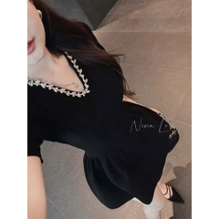 VÁY CỔ V KHÂU ĐÁ CỔ XOÈ NHẸ NỮ SẴN
