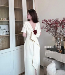 VÁY NƠ ĐÍNH HOA DÁNG DÀI 2 LỚP NỮ