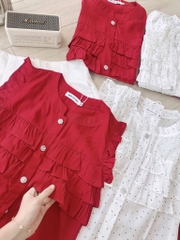 SET ÁO PHỐI BÈO 2 MÀU KÈM QUẦN SHORT TAFFTA NỮ