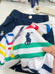 SÉT ÁO POLO SẮC MÀU QUẦN KAKI THAN THÊU TRÀN BÉ TRAI