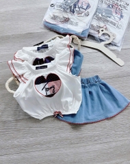 SET ÁO TAY CÁNH TIÊN CV JEAN BÉ GÁI SẴN(Xả 69k)