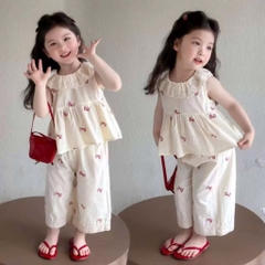 SET BỘ HOMEWEAR BÈO ĐÍNH NƠ BÉ GÁI SẴN