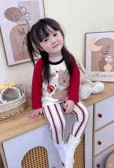 SET 2 BỘ DÀI QUẦN SỌC GẤU BEAR PUPPY BÉ GÁI SẴN