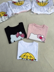 SÉT 3 ÁO CỘC HELLO KITTY TRẮNG HỒNG ĐEN BÉ GÁI SẴN (XẢ 75k)