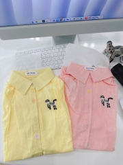 ÁO SƠ MI TAY LIỀN CÚC THÊU NGỰA NỮ