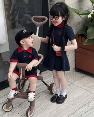 VÁY TIM THAN CỔ SEN PHỐI ĐỎ BÉ GÁI (SALE 55k)
