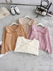 ÁO LEN REN CỔ SEN 4 MÀU NỮ THU ĐÔNG SẴN