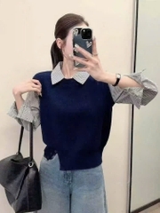 ÁO LEN PHỐI SƠ MI 5 MÀU NỮ THU ĐÔNG