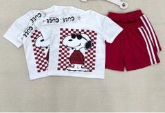SET BỘ COTTON SNOPY JOE COOL MIX QUẦN SỌC THỂ THAO ĐỎ ĐÔ CHO BÉ TRAI SẴN